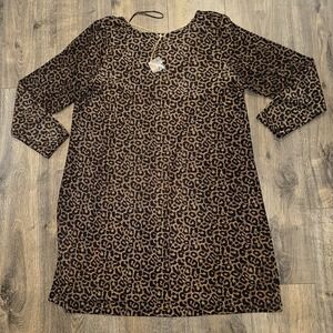 Michael Kors Leopard-Print Cowl-Back Mini Dress Women's 2X Stretch Sexy Party